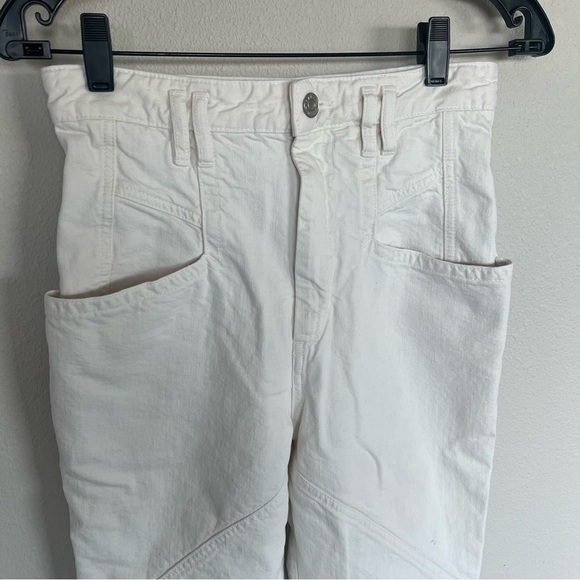 Isabel Marant Nadeloisa Tapered Leg Cotton High Rise Slim Jeans White Trousers 2 - Picture 4 of 13